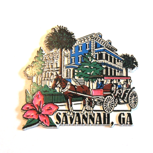 Savannah Georgia Souvenir Magnet Mansion Horse Carriage Palm Tree