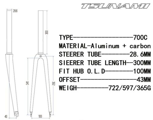 Aluminum Alloy Semi Carbon Fiber Road Bike Front Fork 700C Rim Brake Hard Fork - Picture 12 of 29