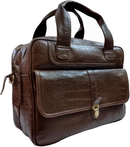 Top Quality Brown Crocodile Leather Laptop Briefcase Bag Functional Travel Bag - Picture 3 of 6