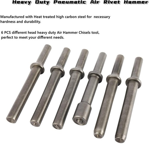 Set 7x martelli pneumatici per rivetti ad aria resistenti punte per gambo levigante scalpelli molla - Foto 3 di 9