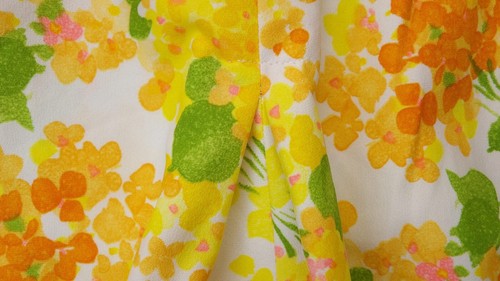 VTG Handmade Halter Swing Dress Yellow Floral Polyester Zip Back 60's 70's - Picture 7 of 15