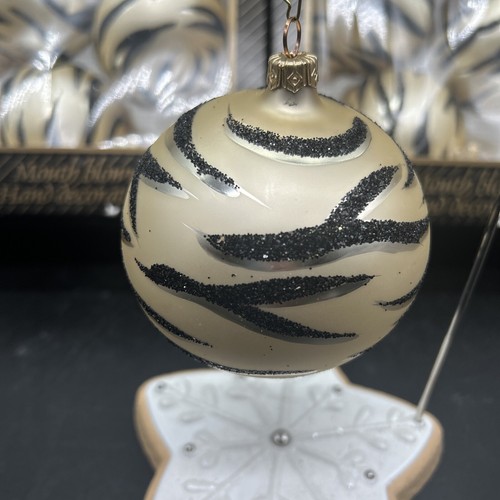Lot 7 Vintage Weihnachten Glas Ornament Europäische Ukraine Tiger Zebra Streifen 3 1/2" Kugel - Bild 2 von 7