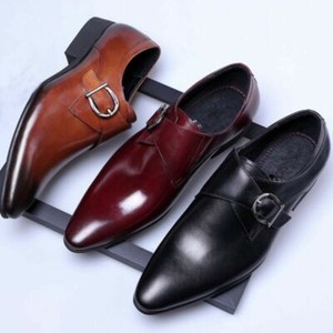 Mens-Oxfords-Leather-Shoes-Buckle-Loafers-Pointed-Toe-Wedding-Formal-Dress-Shoes