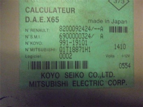 8200092424A Indirizzo Centralita Renault Clio Ii Fase I (B/Cb0)(1998->) 1.9 Dti - Foto 3 di 4