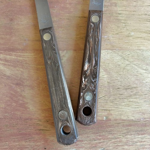 Set of 2: LUXOR STAINLESS USA Serving Spoon & Spatula 11.75” Tan Brown Faux Wood - Picture 5 of 12