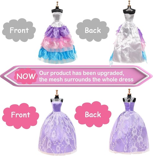 Handcrafted Doll Clothing Set: 10 Dresses & 17 Accessories for Collectors - Picture 5 of 9