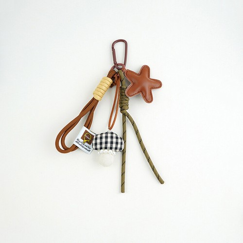 Lucky Star Three-Dimensional Leather Keychain Mushroom soldes Bag Pendant Keyring