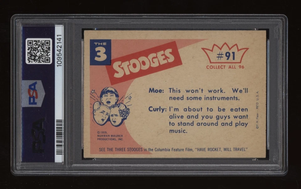 1959 That's Using Your Head PSA 7 Fleer Three Stooges #91 *NICE* Invest NOW - Image 2 of 2