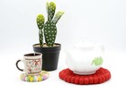 Round Red Wool Ball Trivet - Handmade Felt Ball Trivet - Set of 3| Woolen Trivet