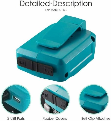 Dual USB Akku Adapter Stromquelle Ladegerät Li-Ion für Makita 14,4-18V mit LED - Bild 2 von 12