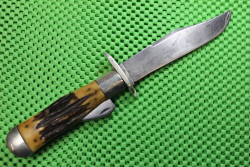 Antique 1911-1920 Marbles Safety Knife Jigged Bone Stag Handles 5" Blade Ref 30e - Picture 5 of 10