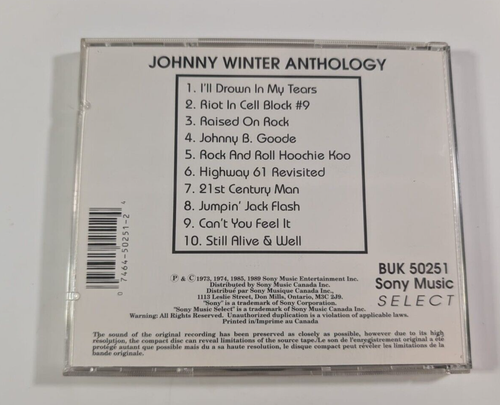 Johnny Winter – Anthology CD NM 	Sony Music Select – BUK 50251 Blues Rock - Foto 3 di 3