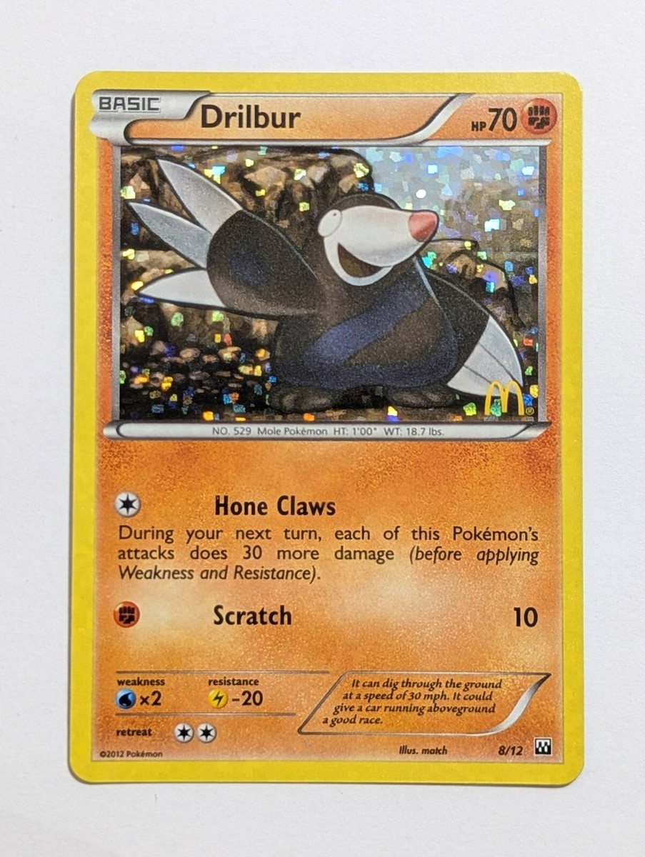 Pokemon TCG McDonalds Promo Card 2012 - 8/12 Drilbur Ground Unova 
