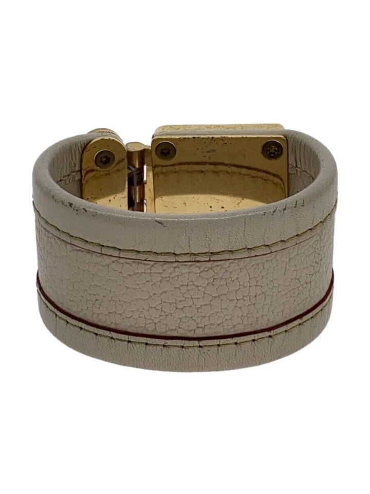 Brazalete LOUIS VUITTON Latón Les Serreur Cuero Crema Para Mujer M92632 NOBOX Foto 2 de 4