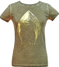 Bioworld Justice League Aquaman Shirt Juniors Oil Wash T-Shirt - NEW