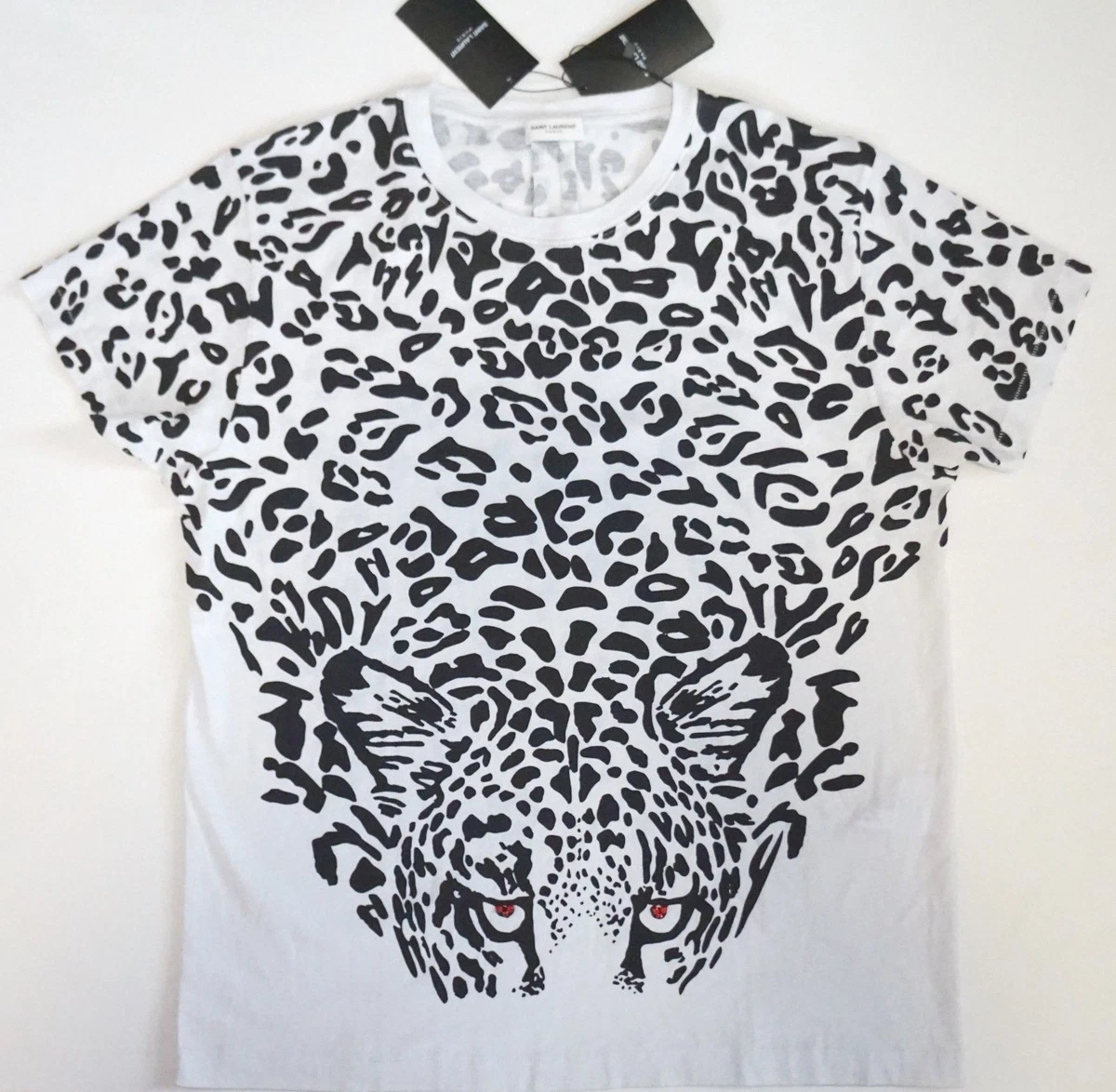 $590 🆕️ SAINT LAURENT Paris Animal Leopard Printed 100% Cotton T-Shirt Top  XL