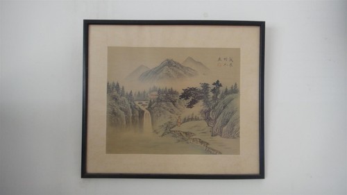 RARE AUTHENTIC ANTIQUE ORIGINAL OLD CHINESE SILK SIGNED LANDSCAPE PAINTING  - Picture 1 of 12