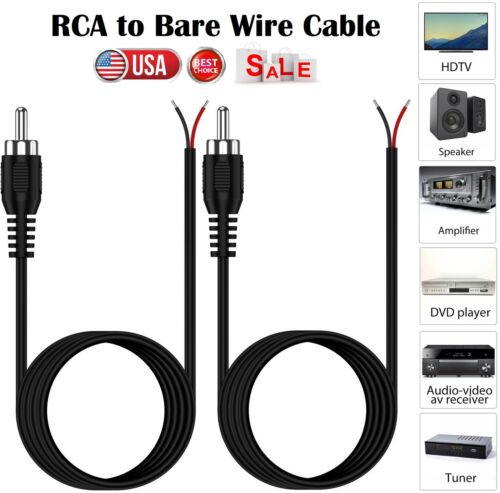 4 pezzi RCA maschio spina a filo nudo altoparlante audio subwoofer cavo HDTV 3,3 PIEDI US - Foto 2 di 15