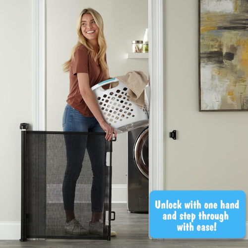 Cumbor Baby Gate Retractable Gates for Stairs, Mesh Dog Gate for The House, Wide - Picture 4 of 9