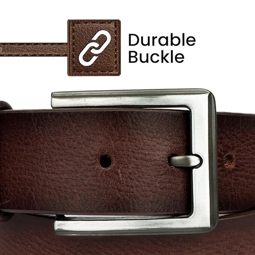 Herren Premium Leder braun Gürtel formelle Hose und Jeans lässig klassische Kleidung - Bild 3 von 5