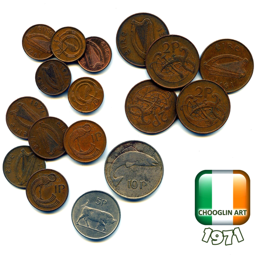 Collection of IRISH 1971 coins, 54 Years Old!  - Picture 1 of 2