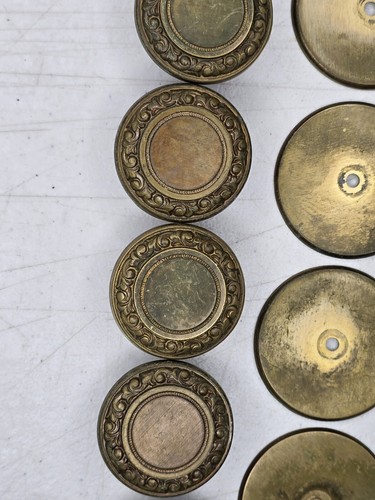Vintage Brass Knobs Ornate Backplates Lot 8+6 VCR Italy Victorian Style Full Set - Picture 6 of 20
