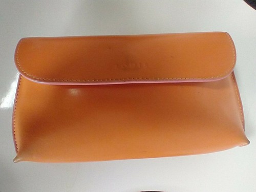 LODIS Orange with pink trim leather snap wallet purse 9" x 5” cute bag + zipper - Picture 1 of 12