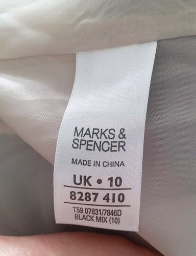 M&S 10 Black Beige Linen-Blend Sleeveless Summer Shift Dress~ Office~ Business - Picture 11 of 12