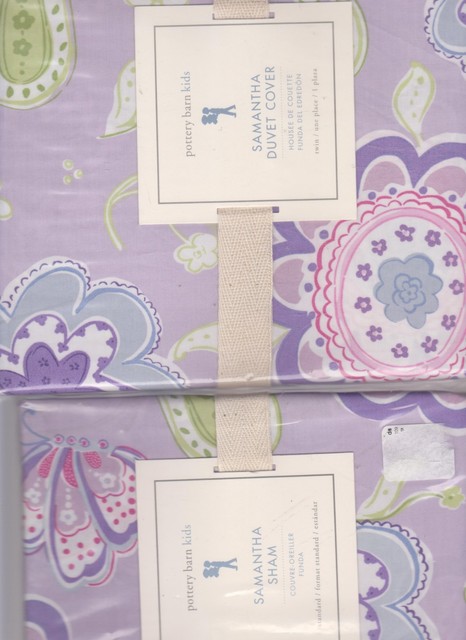 Pottery Barn Kids Samantha Twin Duvet 1 Standard Sham Lavender