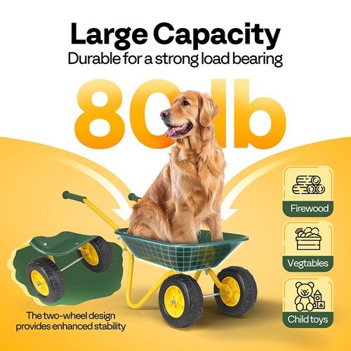 Kids Wheelbarrow Children Garden Cart w/ Toddler Gardening Tool Set Child Toys - Bild 4 von 7