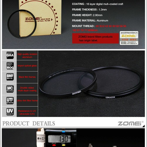 Zomei 55mm Slim Multi Coated MC UV Filter for Camera Lens Protector - Picture 8 of 12