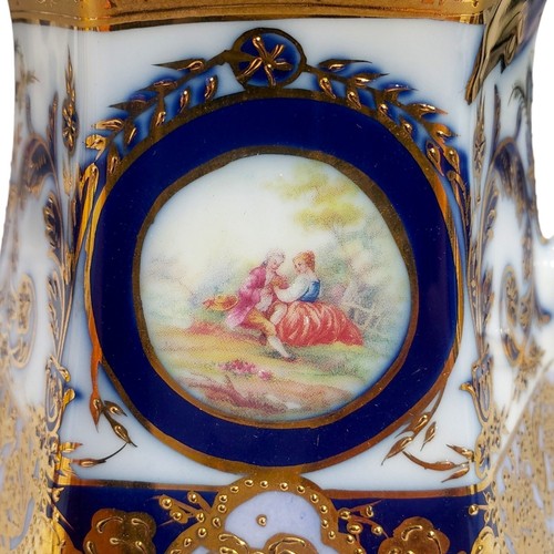 Vintage KPM Portrait Porcelain Pitcher/Vase Cobalt Blue w/Beautiful Gold Gilt - Picture 6 of 10