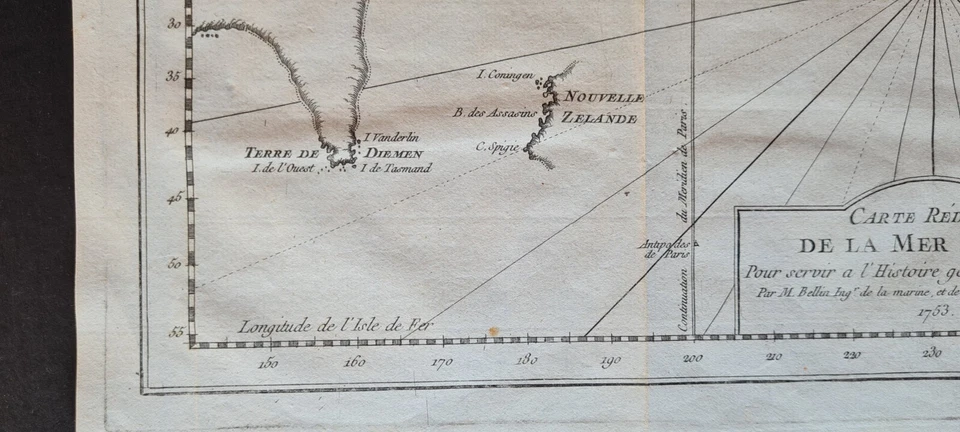 Antique (1753) map - Mer du Sud - South Seas - Pacific - Polynesia - Australia - Image 2 of 4