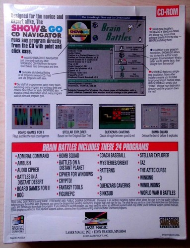 Vintage 1995 Software: Rare mint sealed BRAIN BATTLES - 24 Games, Windows CD-Rom - Picture 4 of 4