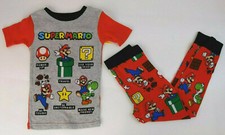 Super Mario NINTENDO Boys Cotton Snug-Fit Short Sleeve Pajama Sleepwear Set Sz 4