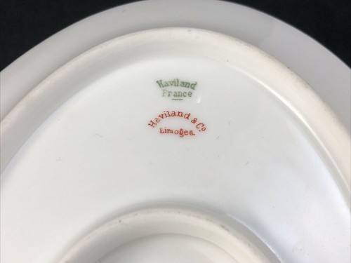 Vintage Haviland Schl. 20 Ivory Gold Band Gravy Boat w/ Attached Underplate - Picture 8 of 10