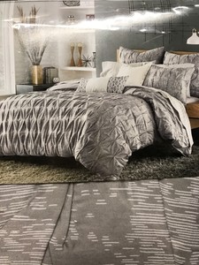 Bar Iii Diamond Pleat Grey And White Twin Twinxl Duvet Cover