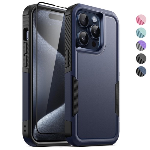 For iPhone 16 15 Pro Max 14 13 Plus Case Phone Cover with Glass Screen Protector - Picture 4 of 53