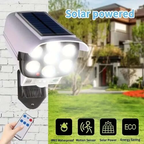 Wireless Solar Fake Security Camera with LED Light for Home Garage No Wiring - Picture 4 of 19