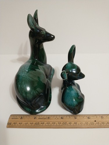 Figuras de ciervo cervatillo y ciervatillo de montaña azul de colección cerámica esmaltada por goteo verde azul Canadá - Imagen 24 de 24