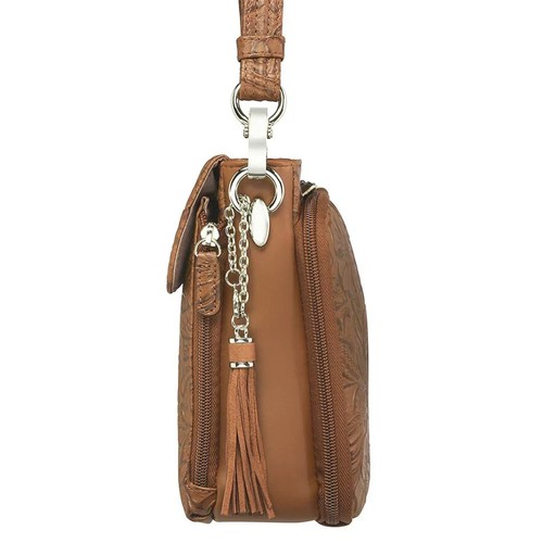 Tooled Cowhide Concealed-Carry Purse Tan - Picture 2 of 10