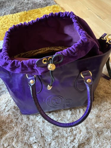 Italian Leather bag by Sergio Cerrutti New Purple From Italy - Picture 9 of 9