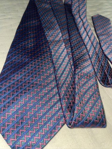 Charvet Place Vendome 58 x 3,5 BLAU ROSA grau Krawatte geometrisch 100 % Seide - Bild 7 von 16