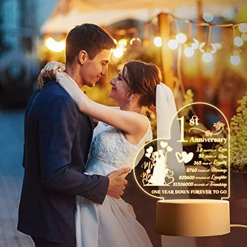 1st Anniversary Night Light Gifts for Couple First Wedding