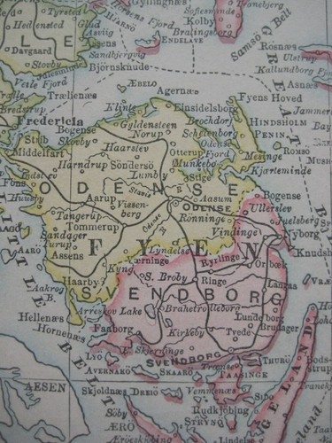 Original 1901 Map DENMARK Hygge Iceland Faroe Islands Bornholm Copenhagen Odense - Picture 4 of 8