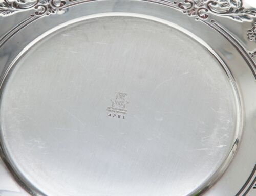 Vintage Large Silver Plate Tray - 12" Round Incised and Embossed - Picture 3 of 4