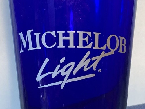 8 Cobalt Blue Glass Michelob Pint Light Beer Glasses Bar 16 oz - Picture 4 of 7