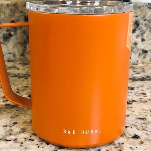 Rae Dunn Orange Morning Pumpkin 12oz Stainless Steel Mug w/Lid Hot Or Cold - Picture 2 of 5