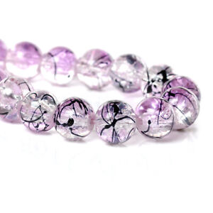 50 BEAUTIFUL HIGH QUALITY GLASS ROUND LILAC BEADS STUNNING 10mm