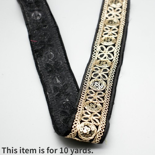 10Yards Embroidery Sequin Trim Ribbon DIY Sew Craft Ethnic Black Top Quality New - Picture 2 of 6